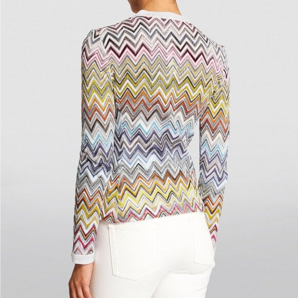 Missoni ZigZag Knit Cardigan Sweater Top 2024 Harrods Multicolor Crochet Rainbow - Picture 2 of 14